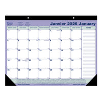 Blueline - 2026 Calendrier sous-main mensuel - 21-1/4 po x 16 po - Bilingue-12 mois: janvier 2026 à décembre 2026