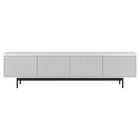 Hudson&Canal - Meuble TV Whitman pour téléviseurs jusqu'à 85 pouces - Blanc-Une conception de transition accueille des téléviseurs jusqu'à 85 pouces pour votre espace de divertissement