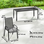 Outsunny - ensemble de salle à manger de patio 9 pièces, table de patio et chaises empilables - gris foncé-Trou central de table de Φ1,7 po pour un parasol. Restez bien à l’ombre