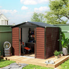 Outsunny abri de rangement extérieur 8 pi x 7 pi-4 fenêtres de ventilation gardent l'intérieur sec et frais  

