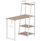 HOMCOM - Bureau d'ordinateur étagères de rangement et plateau pliant - 41,7 po L x 18,9 po l x 50,4 po H - blanc-Construction bicoloure en grain de chêne et cadre en métal blanc, adaptée à la plupart des décorations