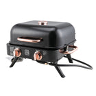 Kenmore - Barbecue de table rétro à 2 brûleurs - noir/cuivré-Couvercle et boîtier de combustion en aluminium coulé.