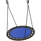 Qaba - Balançoire soucoupe pour enfants - Ronde de 99 cm - Bleu marine-Les tubes métalliques rembourrés de mousse résistent à la rouille et à l'usure 