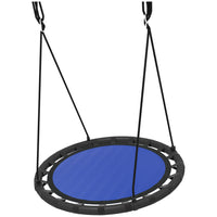 Qaba - Balançoire soucoupe pour enfants - Ronde de 99 cm - Bleu marine-Les tubes métalliques rembourrés de mousse résistent à la rouille et à l'usure 