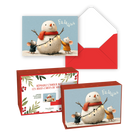 Pierre Belvédère - Cartes Temps des Fêtes-Bonhomme de Neige et Petits Amis - 6 x 4,5 po - boîte de 20 et enveloppes - Français - paquet de 20-Intérieurs vierges pour des messages personnalisés