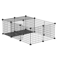 PawHut - Parc à 16 panneaux pour cochons d’Inde et lapins avec porte-Enclos pour lapins, chinchillas, cochons d'Inde et autres petits animaux 