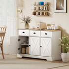 HOMCOM - Buffet de style ferme 46,5 po avec portes de grange et rangement - blanc-Le plateau large met en valeur vos décorations préférées