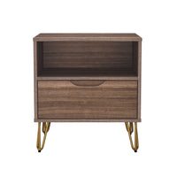 Manhattan Comfort - Table de nuit Avira 20" style milieu du siècle moderne à 1 tiroir - Marron-Table de nuit moderne et épurée avec une finition en stratifié lisse pour un aspect chaleureux et naturel