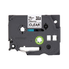 Brother Ruban laminé transparent avec texte noir authentique pour étiqueteuses P-touch, 18 mm de largeur x 8 m de longueur-Pour une variété d’applications d’étiquetage au quotidien