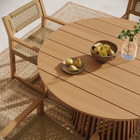 Modway - Lane Rond de 47 pouces Terrasse extérieure Bois de teck Table à manger - Naturel-Grains de bois naturels