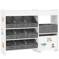 Qaba - Organisateur de rangement pour jouets avec 11 bacs amovibles - blanc-Conception à 4 niveaux, 11 boîtes offrent un espace de rangement organisé et spacieux
