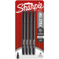 Sharpie - Stylos Sharpie, pointe feutre, pointe fine (0,4 mm), noir, 4 unités-Les nuances colorées et brillantes suscitent des messages qui incitent à la réflexion