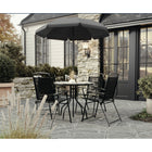 Flash Furniture - Ensemble de jardin couleur noire de 6 pièces avec table, parasol et 4 chaises pliantes-Conçu pour une utilisation extérieure