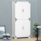 HOMCOM - Armoire de rangement style rustique avec 4 étagères - blanc-Blanc pur avec des ferrures métalliques vintage pour un charme rustique 