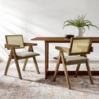 Modway - Thera Canne en cuir végane Fauteuils de salle à manger Ensemble de 2 - Pierre de chêne altérée-Siège en cuir synthétique