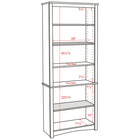 Prepac - Bibliothèque 6 étagères - Blanc-Dimensions intérieures : 29 po L x 65 po H x 11,5 po P