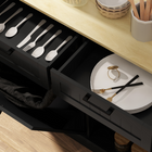 HOMCOM - armoire buffet à poubelle basculante 10 gallons avec tiroirs, panneau à rainures - noir-Utilisation polyvalente comme buffet, meuble de salle de bain ou meuble d'entrée 