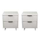 Manhattan Comfort - Table de nuit moderne Granville 45,99 cm à 2 tiroirs - Blanc - Lot de 2-Moderne-contemporain avec une touche de glamour - Table de nuit pour chambre et salon, lot de 2