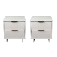 Manhattan Comfort - Table de nuit moderne Granville 45,99 cm à 2 tiroirs - Blanc - Lot de 2-Moderne-contemporain avec une touche de glamour - Table de nuit pour chambre et salon, lot de 2