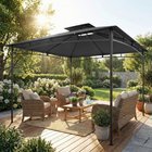 Outsunny - Pavillon 10 pi l x 10 pi L - pavillon de jardin So pi L avec toit à 2 niveaux - gris foncé-Toit à double niveau améliore la circulation de l'air pour des conditions extérieures confortables