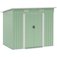 Outsunny - Abri de jardin avec portes verrouillables, vert clair-Les portes doubles avec serrures renforcent la sécurité 