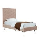 Manhattan Comfort - Lit une place moderne Crosby 81,1" en velours - Nude-Assemblage à domicile requis Tout le matériel inclus
