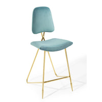 Modway - Ponder Performance Velvet Tabouret de bar - Bleu de mer-Rembourrage en velours polyester Performance