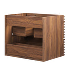 Modway - Render Support mural de 24" Armoire de toilette de salle de bain (lavabo non inclus) - Noyer-Tiroirs à extension complète