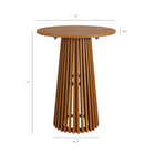 Modway - Reed 3 pièces Terrasse extérieure Bois de teck Bar Set - Naturel-Table ronde à lattes de 31 pouces et base de piédestal