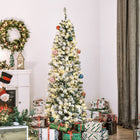 HOMCOM - Sapin de Noël artificiel 6' enneigé pré-illuminé avec lumières - vert-Modèle artificiel touffu composé de 462 branches avec poudre de neige floqué pour un réalisme incomparable 