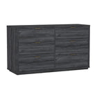 Manhattan Comfort - Evelyn 60" Moderne Commode Double à 6 Tiroirs - Gris Charbon-Conception de rangement exceptionnelle – Des tiroirs de grande taille offrent amplement d’espace pour les vêtements et les essentiels tout en conservant une apparence épurée et ordonnée