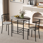 HOMCOM - ensemble de salle à manger 3 pièces 31,5 po avec étagère de rangement - gris foncé-Les chaises peuvent être placées sous la table pour économiser de l'espace
