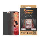 PanzerGlass - Protecteur d'écran de confidentialité pour iPhone 15 - Noir-Le filtre de confidentialité rend l'affichage presque invisible