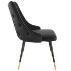 Modway - Adorn Performance Velvet Fauteuil d’appoint de salle à manger Ensemble de 2 - Noir-Jambes noires effilées