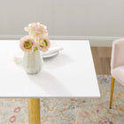 Modway - Verne 28 po Carré Table à manger, Or Blanc-Revêtement blanc