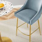 Modway - Discern Performance Velvet Tabouret de bar - Bleu clair-Rembourrage en mousse dense