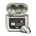 JBL - Tour Pro 2 Écouteurs sans fil avec Réduction de Bruit - Champagne-Contrôlez les paramètres des écouteurs, gérez les appels et la lecture, contrôlez vos paramètres audio et le niveau de la batterie, et réglez votre alarme sans sortir votre téléphone, à travers l’écran de l’étui de recharge