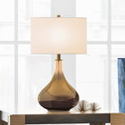 Hudson&Canal - Lampe de table Mirabella de 65 cm de haut avec abat-jour en tissu - Verre ombré en laiton et blanc-Nettoyer avec un chiffon doux et sec, sans produits chimiques agressifs ni produits de nettoyage abrasifs