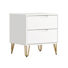 Manhattan Comfort - Table de nuit Avira 20" style mid-century moderne à 2 tiroirs - Blanc-Façade de tiroir minimaliste avec poignée découpée discrète pour une apparence moderne et homogène
