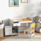 Qaba - Ensemble bureau et chaise pour enfants avec tiroir de rangement - Blanc-Fabriqué avec une construction robuste avec des bords arrondis 