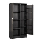 Sauder - Meuble de rangement HomePlus - Chêne corbeau-Polyvalence: La porte de rangement pivotante peut être montée à gauche ou à droite