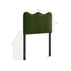 Modway - Athena Velours de performance résistant aux taches Tête de lit jumelée, Vert mousse-Conception à vagues festonnées