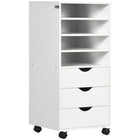 Vinsetto - Armoire de bureau à 3 tiroirs avec roulettes - blanc-4 étagères et 3 tiroirs pour ranger vos fournitures de bureau 
