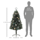 HOMCOM - Sapin de Noël artificiel pré-éclairé de 5' avec LED et décorations-Branches ignifuges pour plus de sécurité 