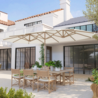 Outsunny - Parasol double de jardin avec protection UV 30+ - 179,1 po l x 104,3 po P - beige-Mât et baleines en acier avec revêtement en poudre pour une durabilité accrue