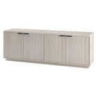 Hudson&Canal - Meuble TV Mansfield pour téléviseurs jusqu'à 78" - Blanc aulne-Le dessus a une capacité de poids de 75 lb, les étagères inférieures peuvent supporter 25 lb chacune