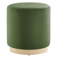 Modway - Tilden Velours rond de performance de 16" Rembourré Ottoman - Moss Green Natural-Revêtement en velours de performance