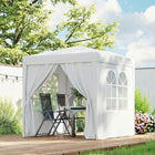 Outsunny - Tente auvent pliante 6.6 pi l x 6.6 pi L avec parois latérales - Blanc-Toile en oxford stable et résistante à l'eau avec revêtement anti-UV bloquant la plupart des rayons nocifs, trous de drainage intégrés pour éviter l'accumulation d'eau sur la toile