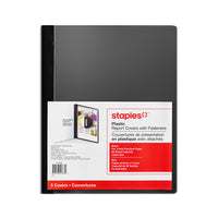 Staples - Couvertures de rapports à poly 3 - noir - paquet de 5-La couverture transparente permet de voir le titre sur la page de garde  