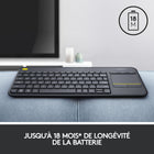 Logitech - Clavier tactile sans fil K400 Plus - noir - anglais-Clavier téléviseur multimédia